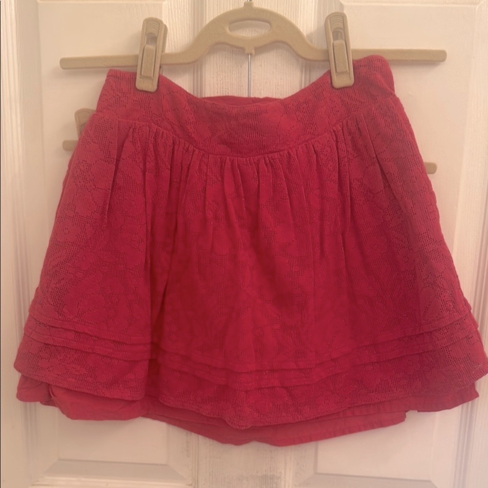 NWT- SO Pink Bubble Mini Skirt Ruffled Lacey Smocked Casual